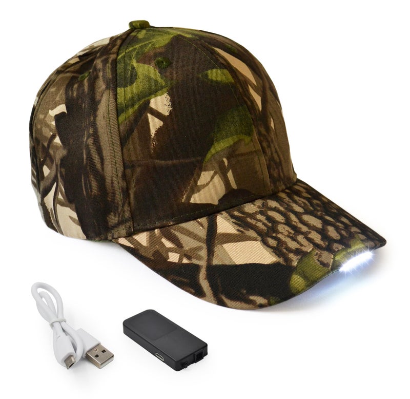 UltraKey Hands Free Rechargeable LED Baseball Cap Hat for Outdoor Party Camouflage - Image 1